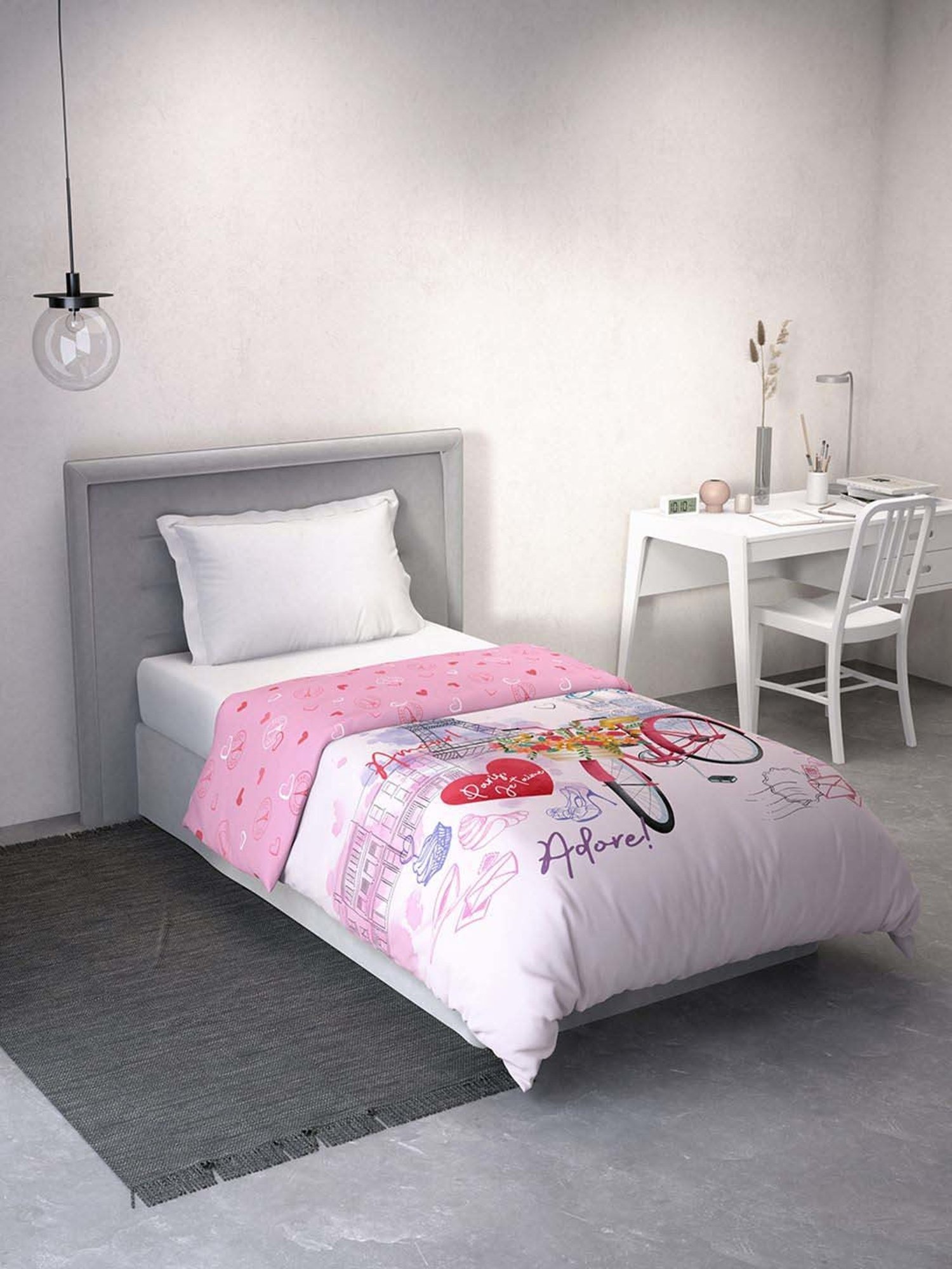 DDecor Kids Pink 100% Cotton 136 TC Reversible Single Dohar