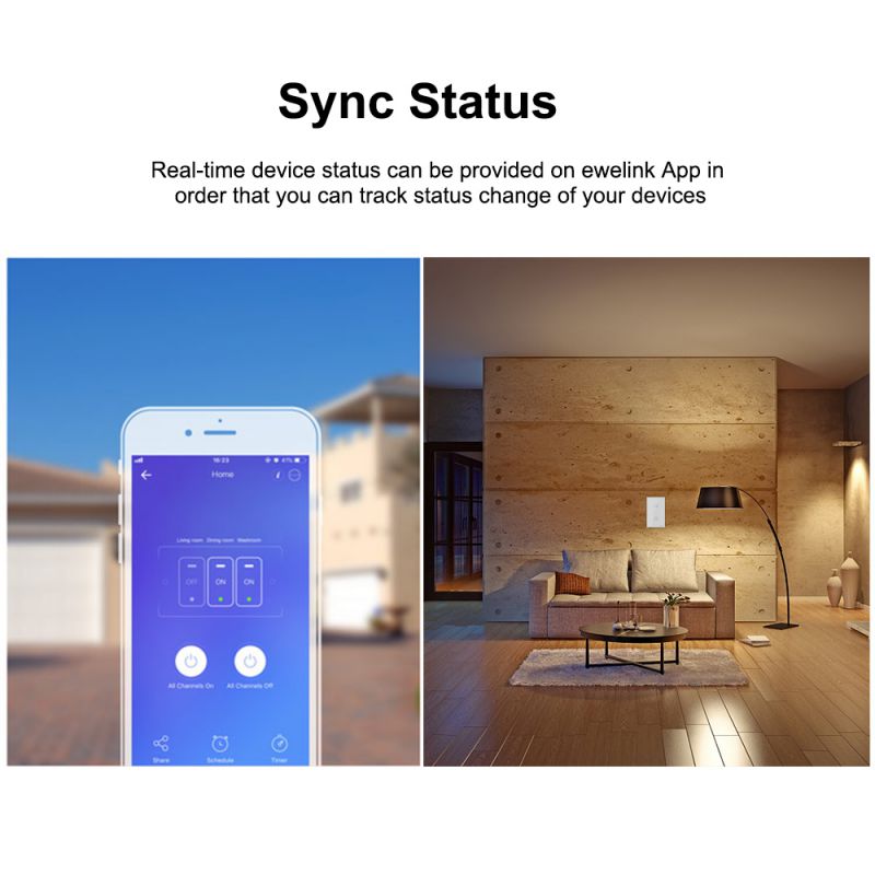 SONOFF T0US2C-TX 2 Gang Smart WiFi Wall Light Switch APP/Touch Control Timer US Standard Panel Smart Switch Compatible with Google Home/Nest & Alexa