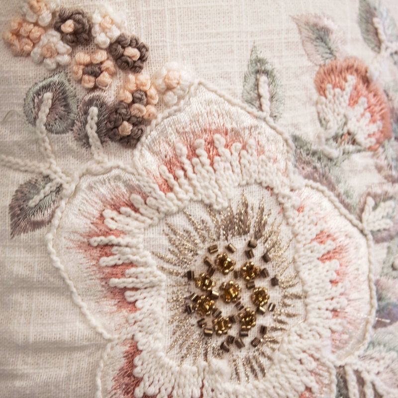 18"x18" Celebrations Floral Beaded "Love" Square Pillow Oyster/Pink - Edie@Home