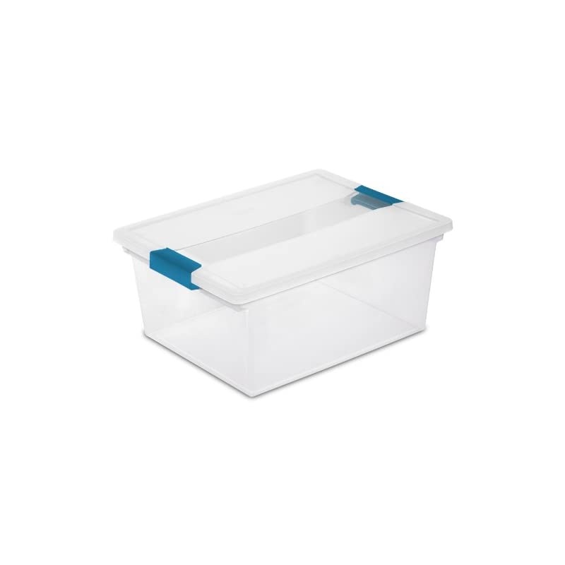 19658604 Deep Clip Box, Clear with Blue Aquarium Latches, 4-Pack