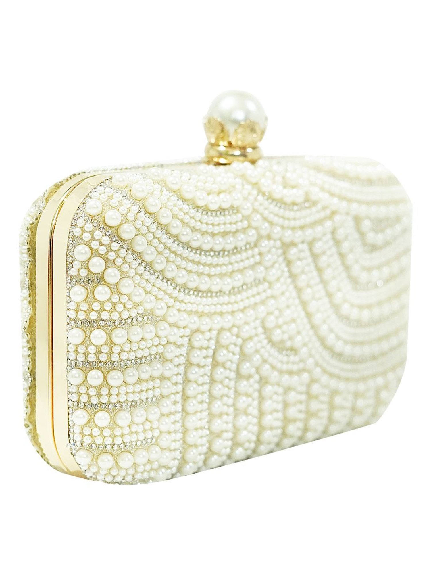 Horra Cream Embellished Clutch
