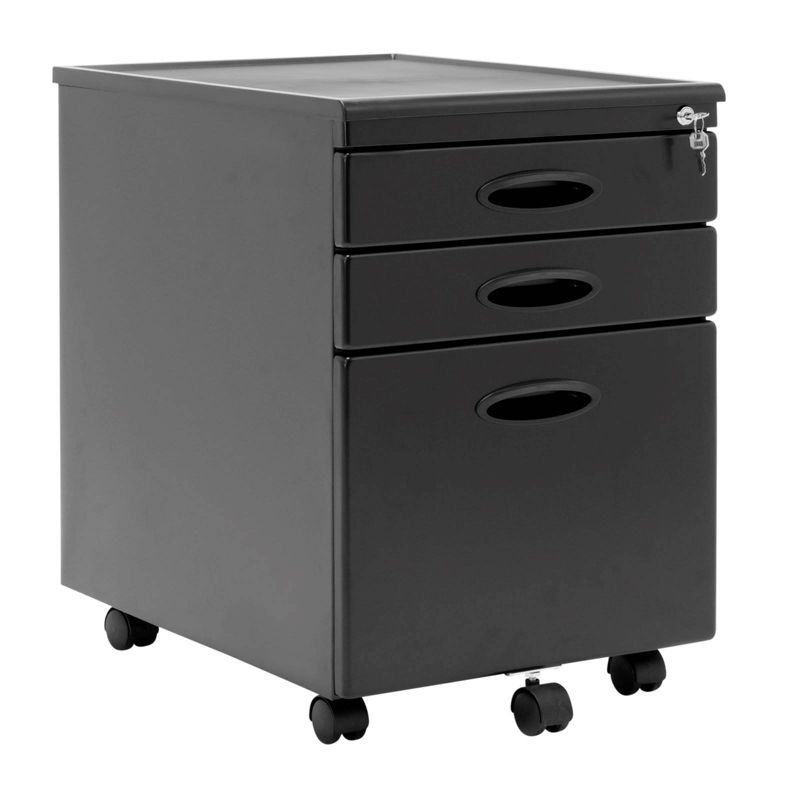 Calico Designs Office Furniture Storage 3 Drawer File Cabinet, Black (2 Pack)