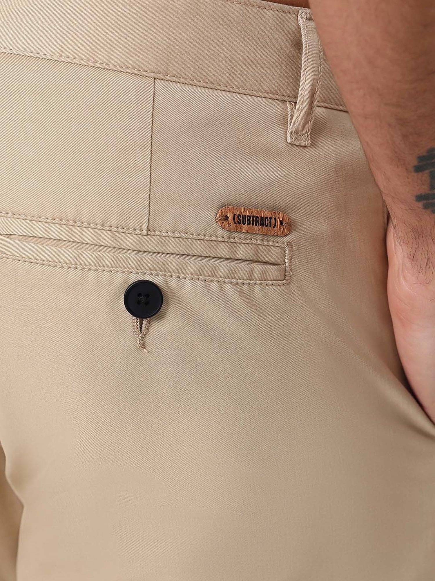SUBTRACT Beige Slim Fit Chinos
