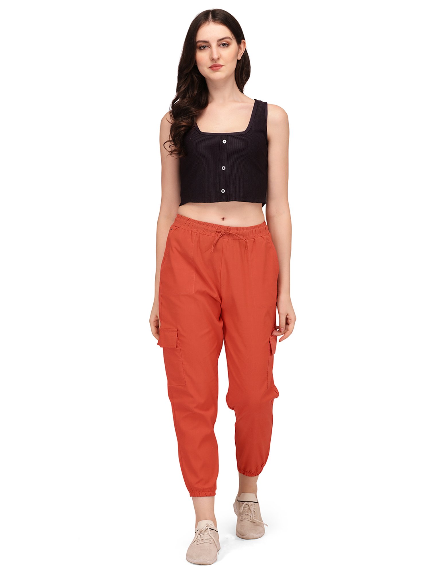 FITHUB Orange Relaxed Fit High Rise Joggers