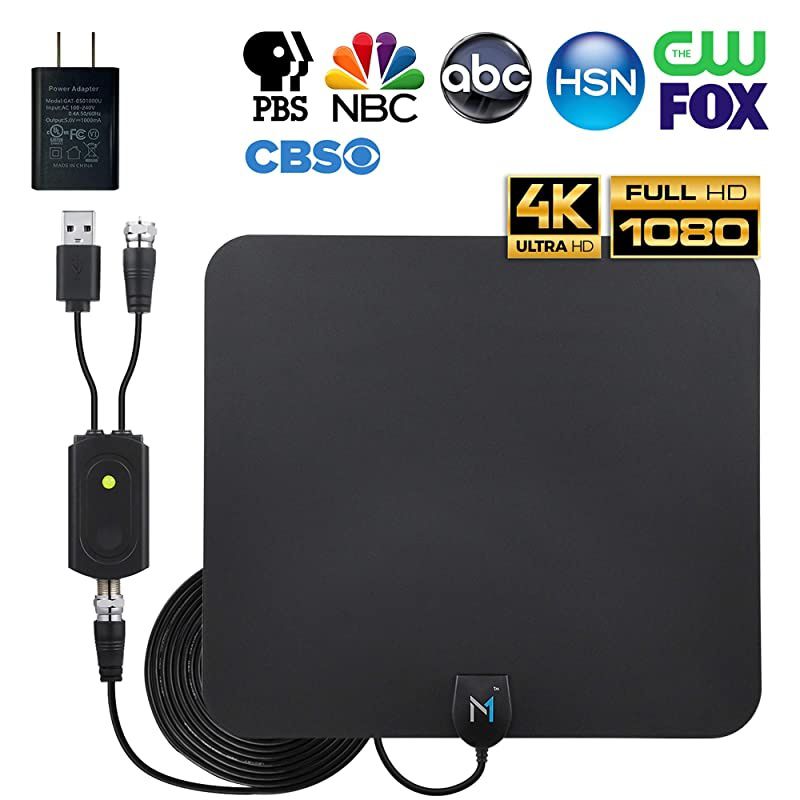 Early Release 2021 Chip] HDTV Indoor Antenna Long Range 315 Mile Signal Reception; High Power Amplifier to Boost Signal + 16.5 ft Coax Cable; Supports All HD Digital TV formats;  (US Company)