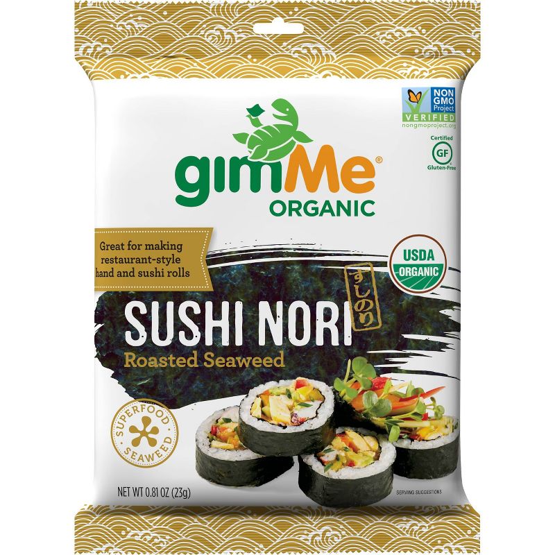 Gimme Organic Roasted Seaweed Sushi Nori Wraps - 0.81oz