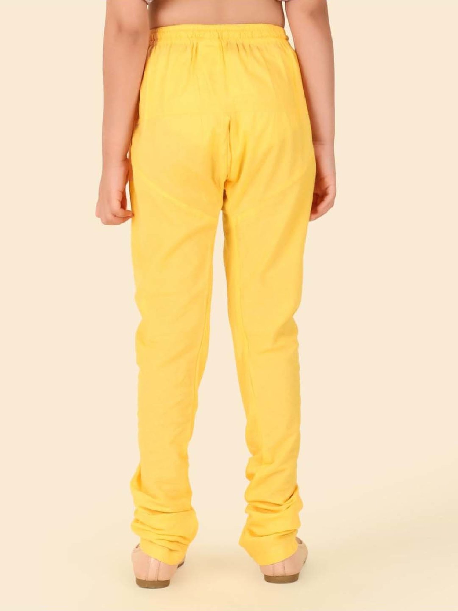 Fabindia Kids Grey & Yellow Cotton Printed Kurta Churidar Set