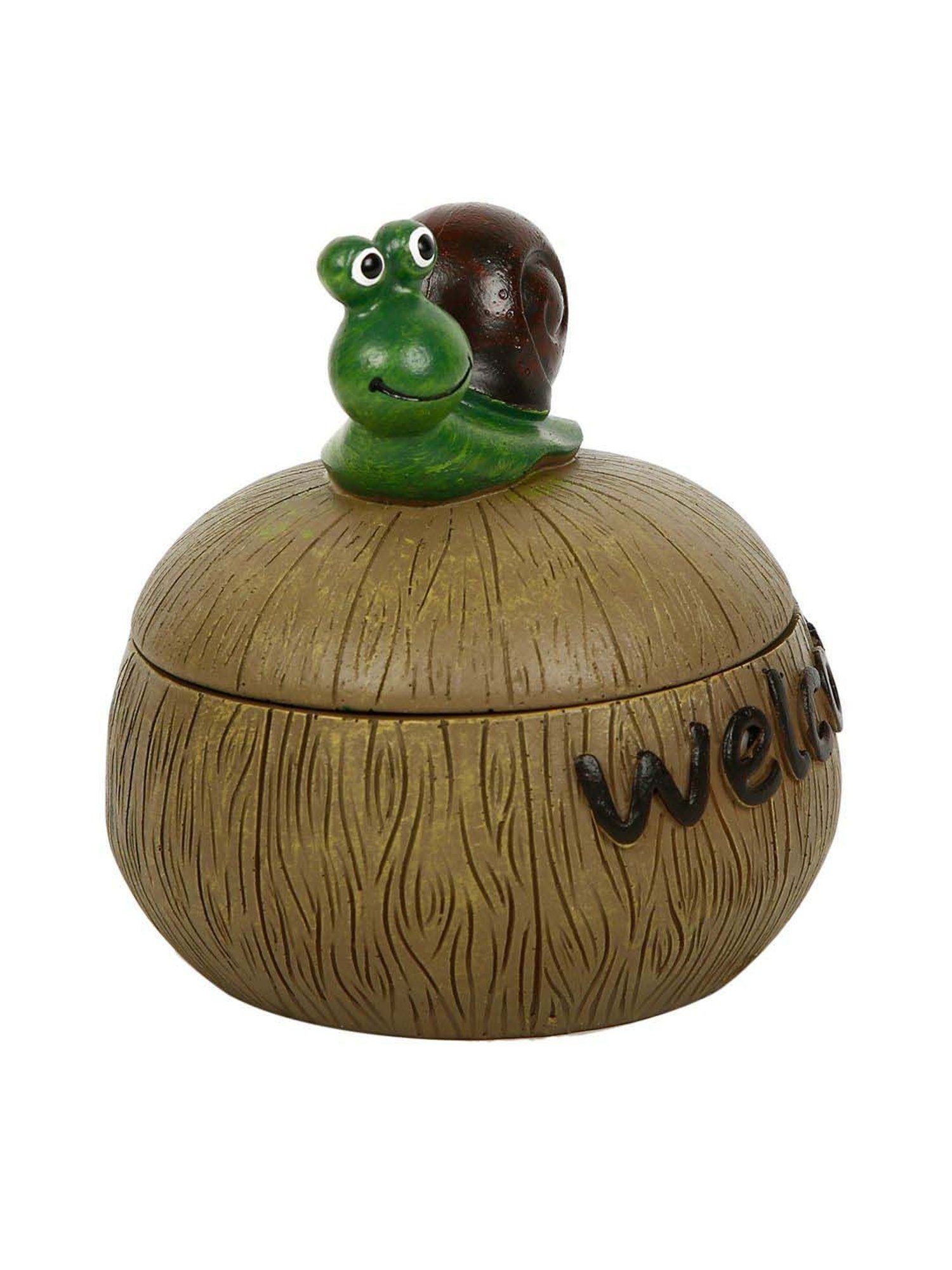 Tayhaa Brown & Green Polyresin Snail Jar Showpiece