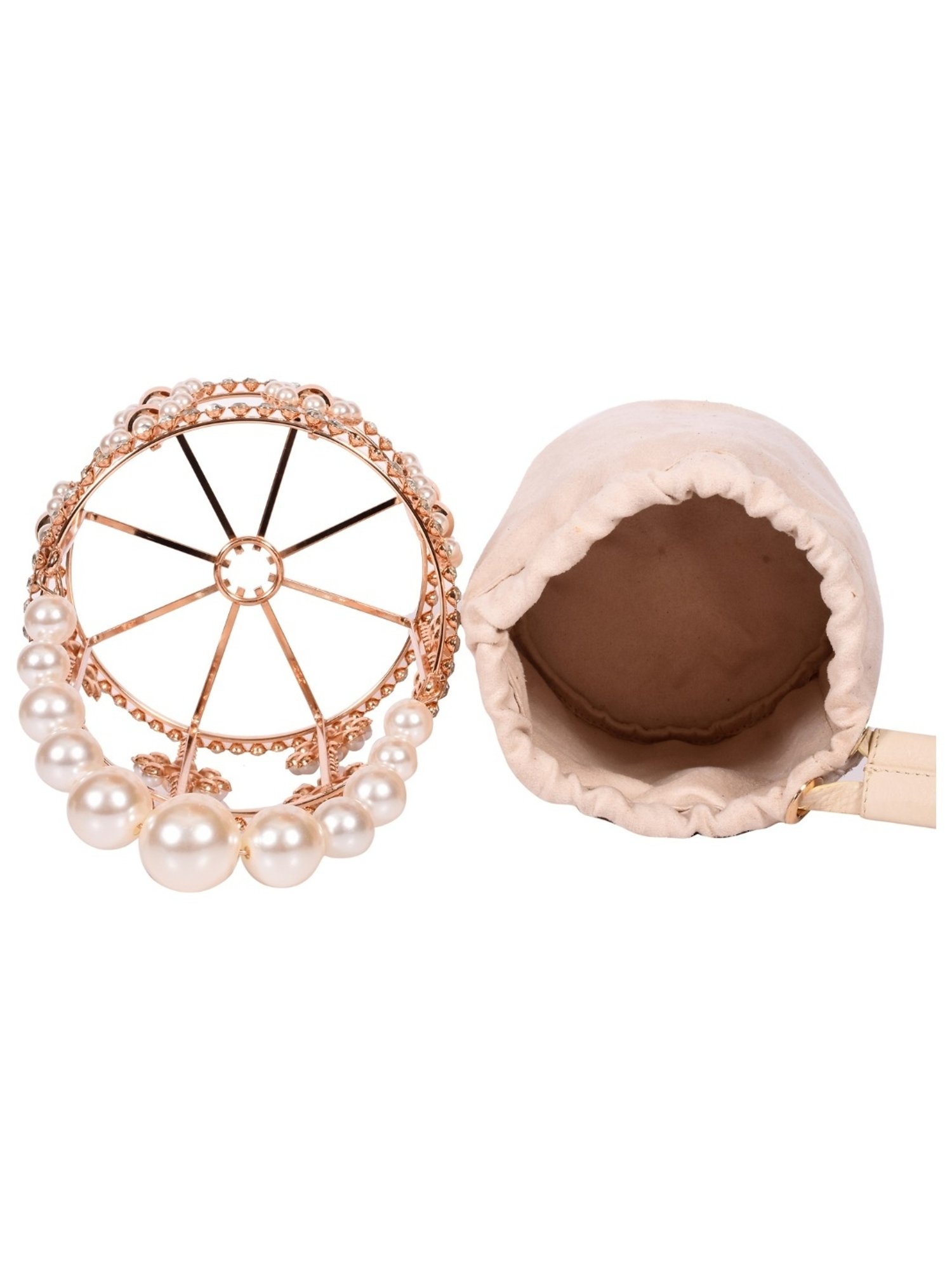 SASSORA IVORY Pink Leather Embellished Handbag