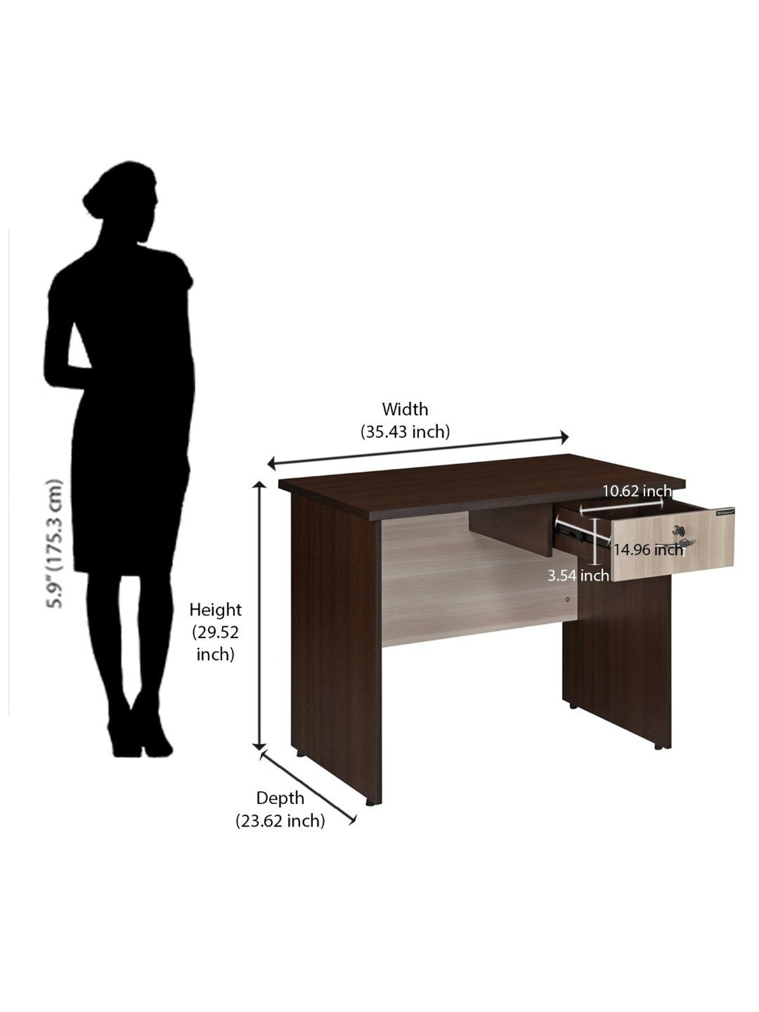 Nilkamal Enzo Brown & Ash Grey Engineered Wood Office Table