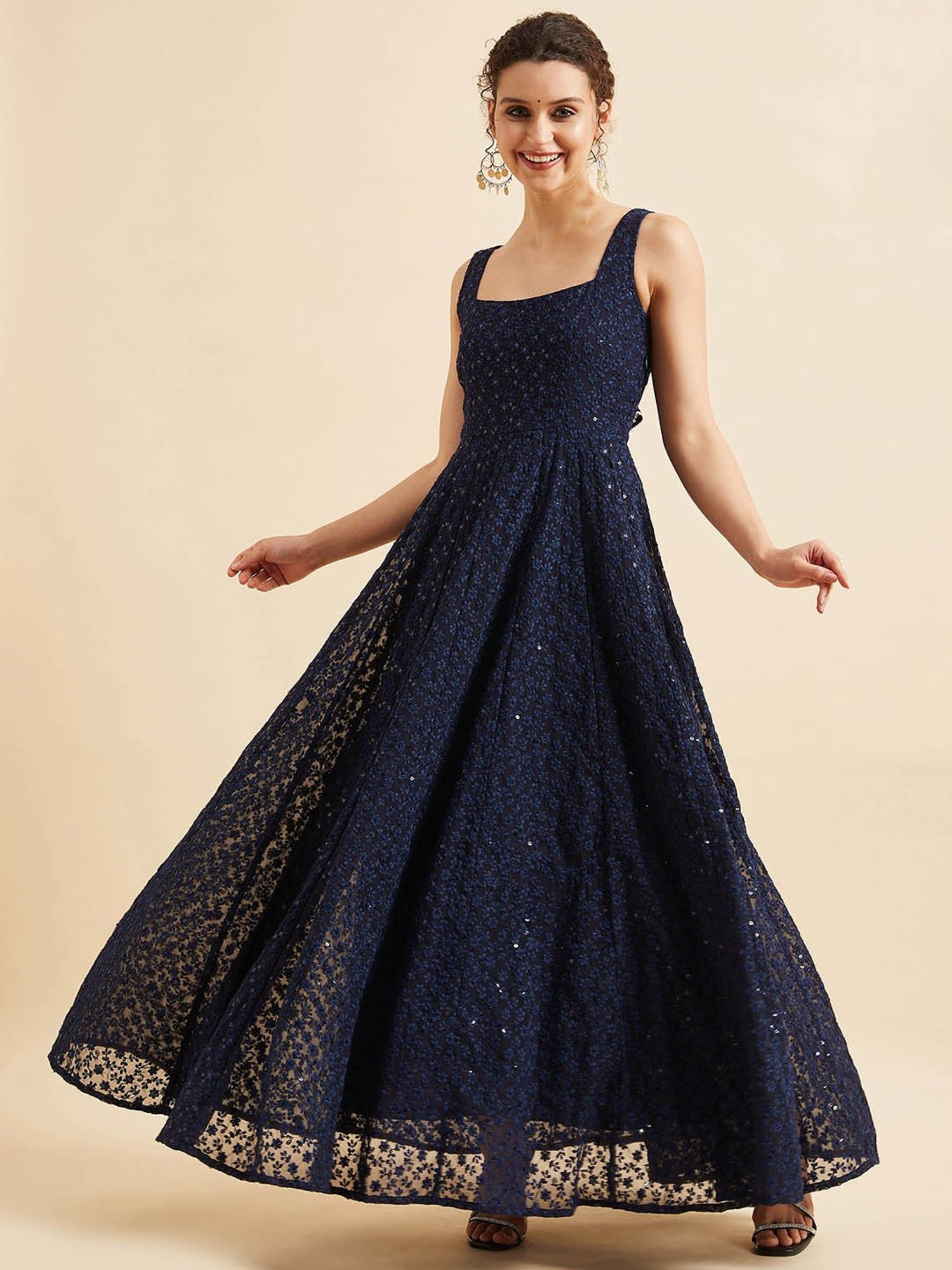 PANIT Navy Embroiderd Ethnic Dress