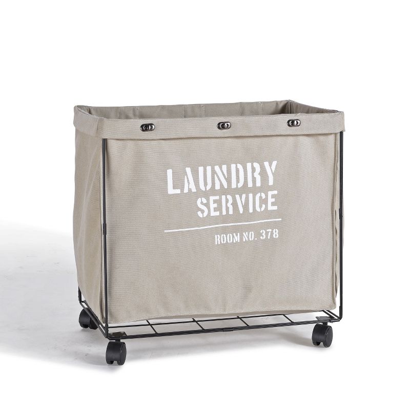 Danya B. Army Canvas Laundry Hamper on Wheels Mohave Earth