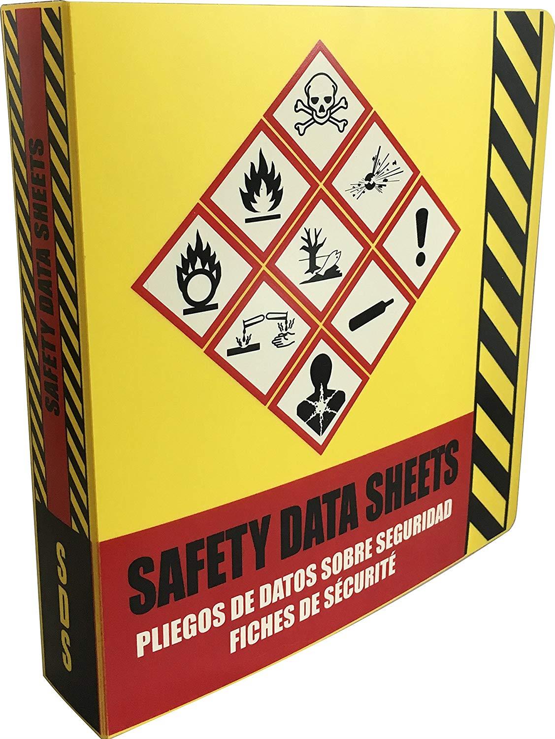 SDS Ring Binder, Trilingual with English/Spanish/French, Heavy Duty with 1.5 Inch Capacity Holds 250 Pages