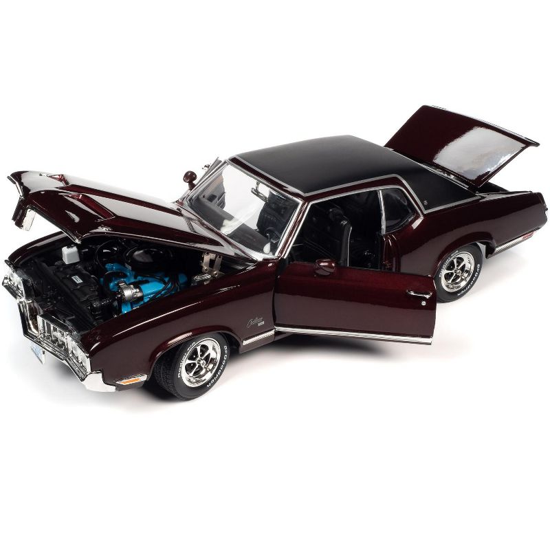 1970 Oldsmobile Cutlass SX Burgundy Mist Metallic with Black Vinyl Top "Class of 1970" 1/18 Diecast Model Car by Autoworld