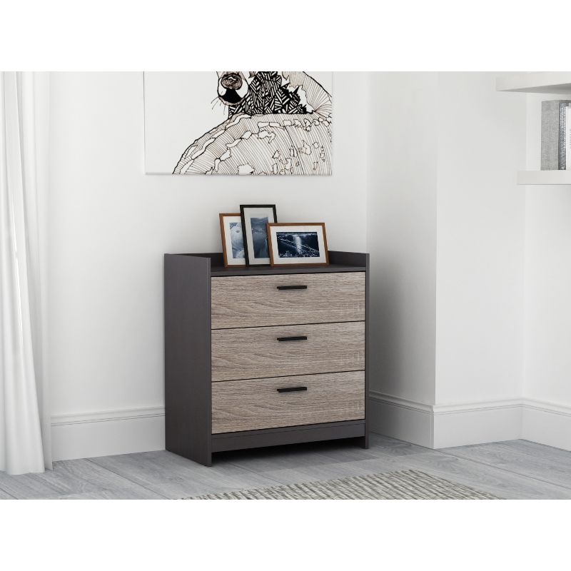 Emerson 3 Drawer Chest Dark Brown/Dark Blonde Brown - loft607