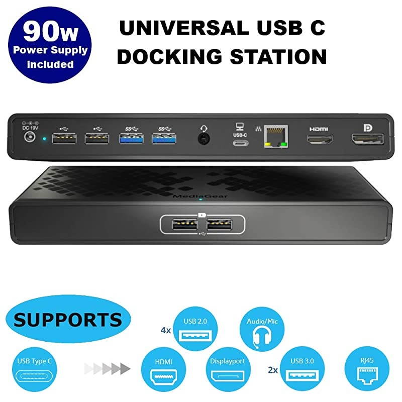 Dual Display USB C Docking Station w 70W Power Delivery Ports HDMI DisplayPort 6X USB Gigabit Ethernet AudioMic for Mac amp Windows OS