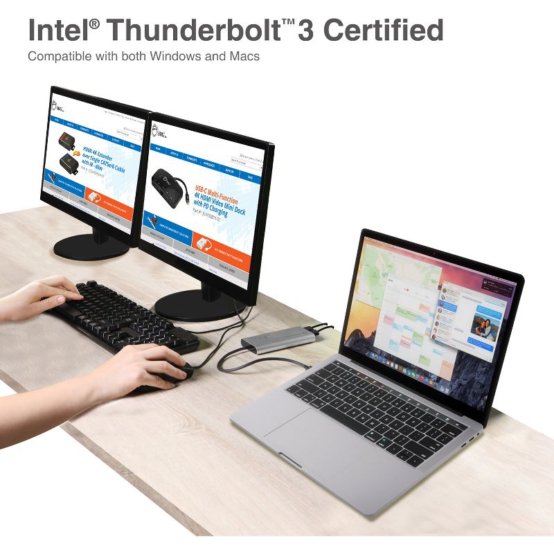 SIIG Thunderbolt 3 to Dual HDMI 2.0 Port Display Adapter at 4K 60Hz - Intel Thunderbolt 3 Certified - Windows/MacBook Pro/Chromebook/XPS/Surface Book