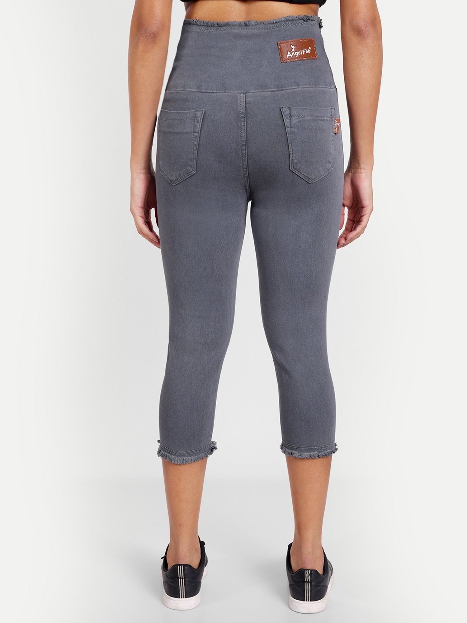 Angelfab Grey Regular Fit Mid Rise Capris