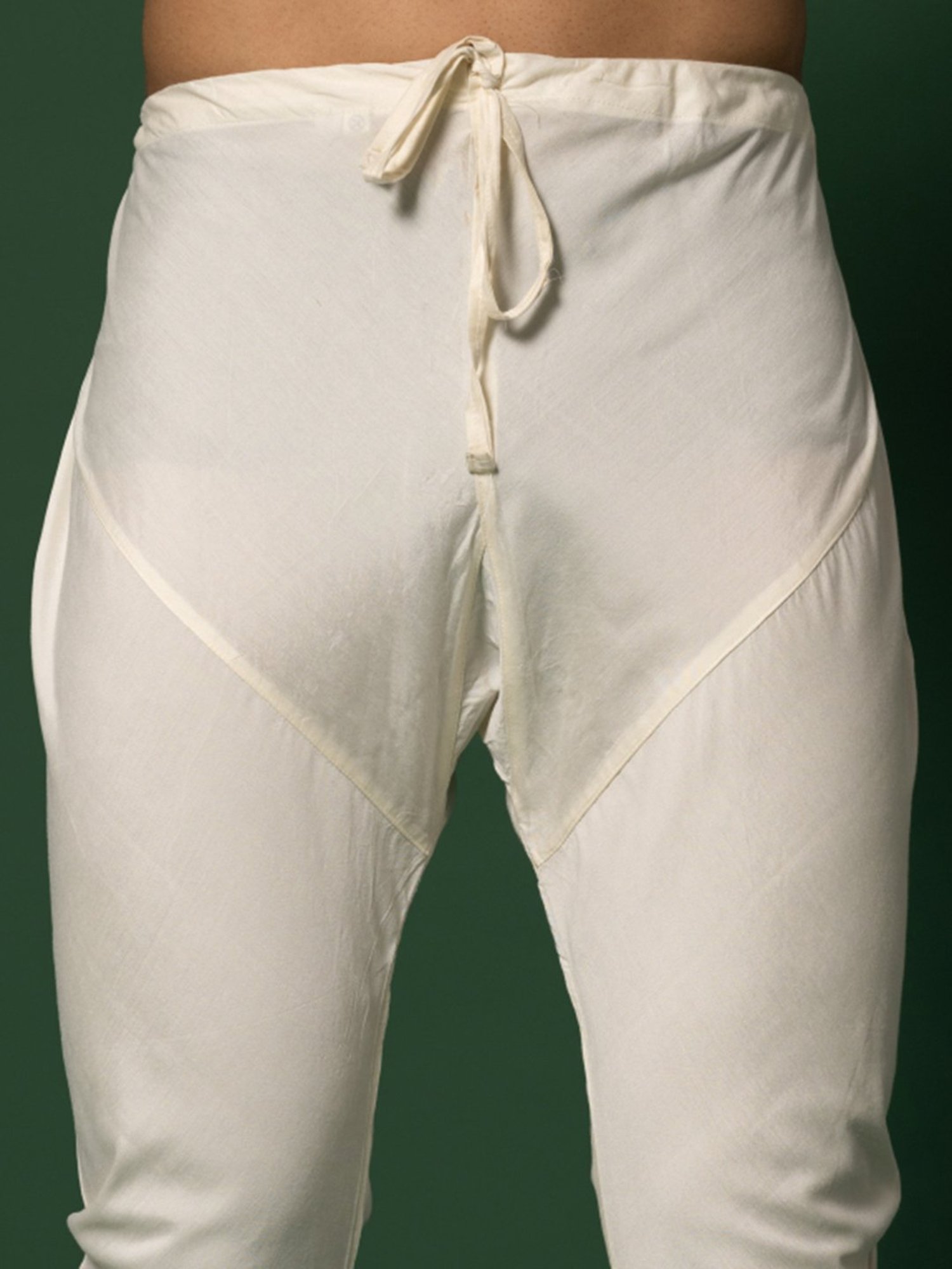 KISAH Beige & Off White Regular Fit Jacquard Kurta & Churidar With Nehru Jacket