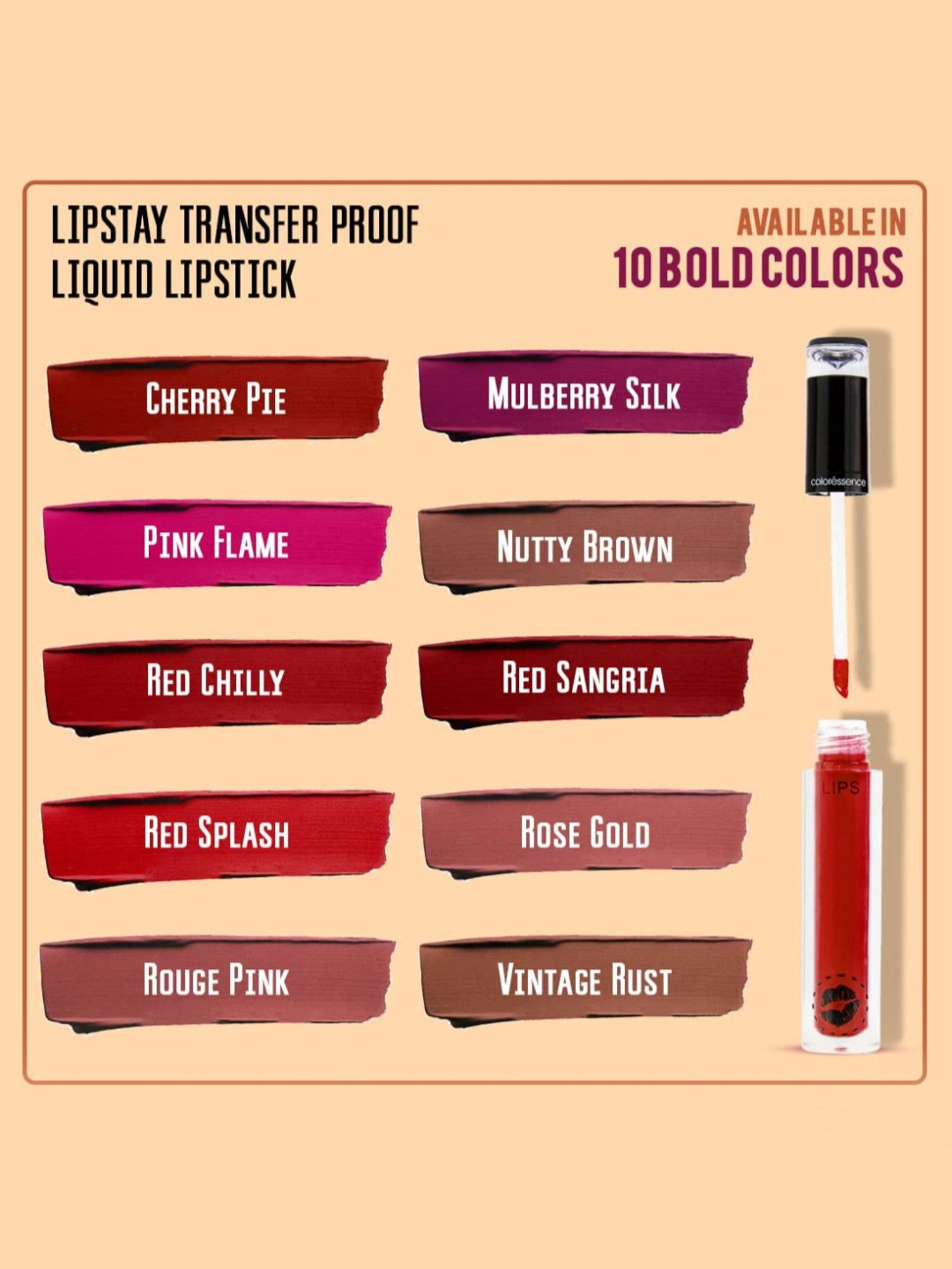 COLORESSENCE Lipstay Transfer Proof Liquid Lipstick Apple Sorbet - 4 ml
