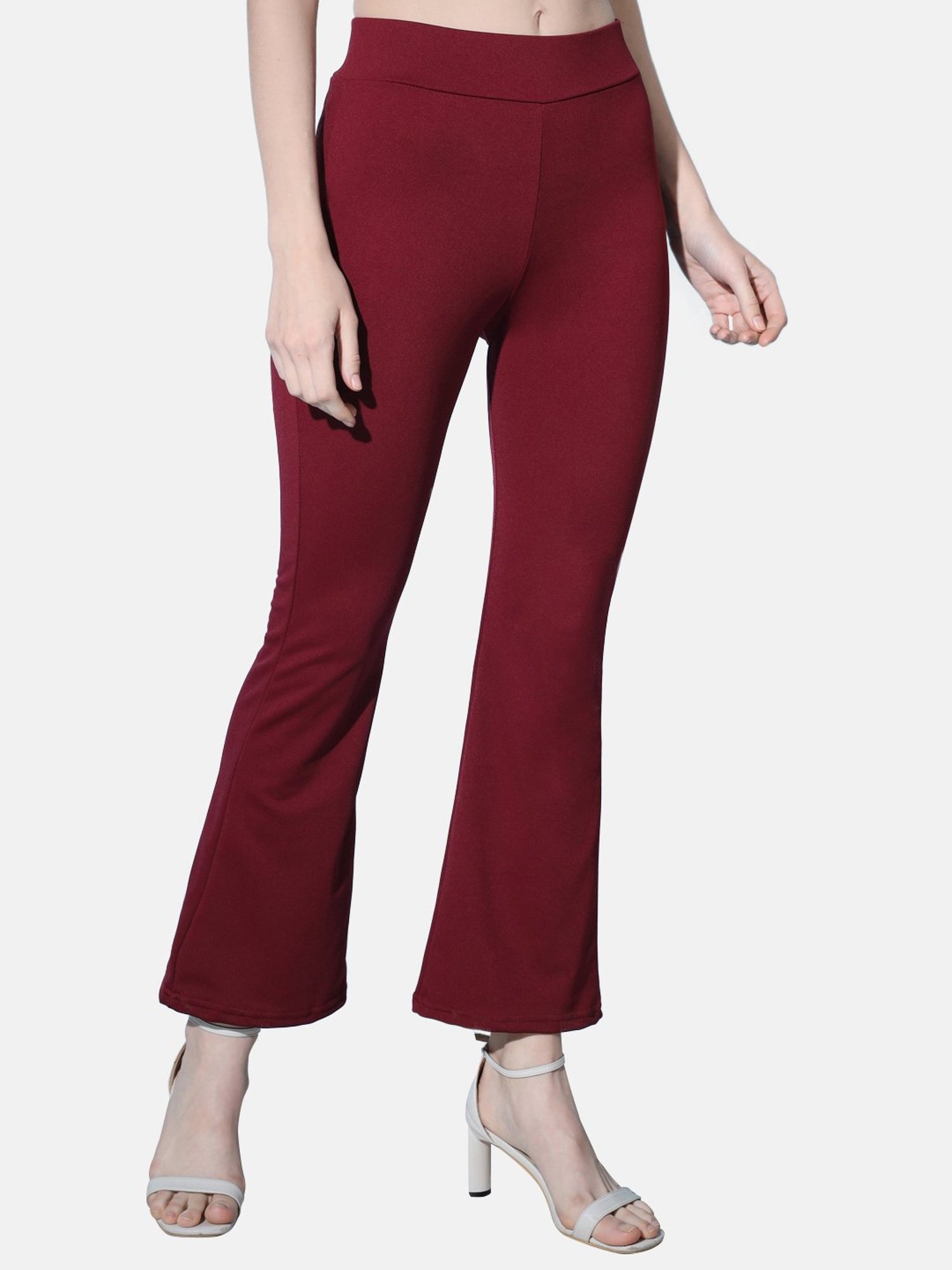 BUYNEWTREND Maroon Mid Rise Trousers