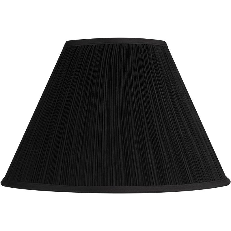 Springcrest Black Mushroom Pleated Large Empire Lamp Shade 7" Top x 17" Bottom x 11" High x 11.5" Slant (Spider) Replacement with Harp and Finial