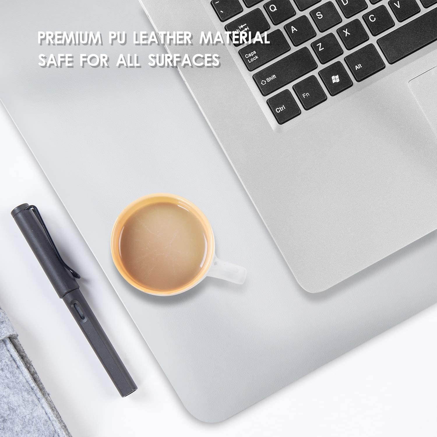 Office Desk Pad PU Leather Mat Waterprooof Extended Large Gaming Mouse Pad Organizer Smooth Writing Surface with Non Slip Rubber Base for Laptop Keyboard Mouse Pad for Home (Gray)