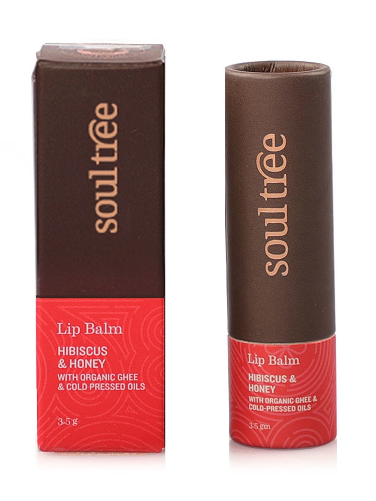 SoulTree Hibiscus & Honey with Organic Ghee & Cold Pressed Oils Ayurvedic Lip Balm - 3.5 gm