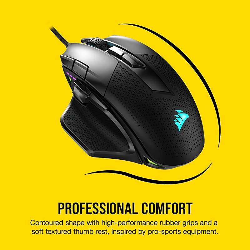 Nightsword RGB Comfort Performance Tunable FPSMOBA Optical Ergonomic Gaming Mouse with Backlit RGB LED 18000 DPI Black