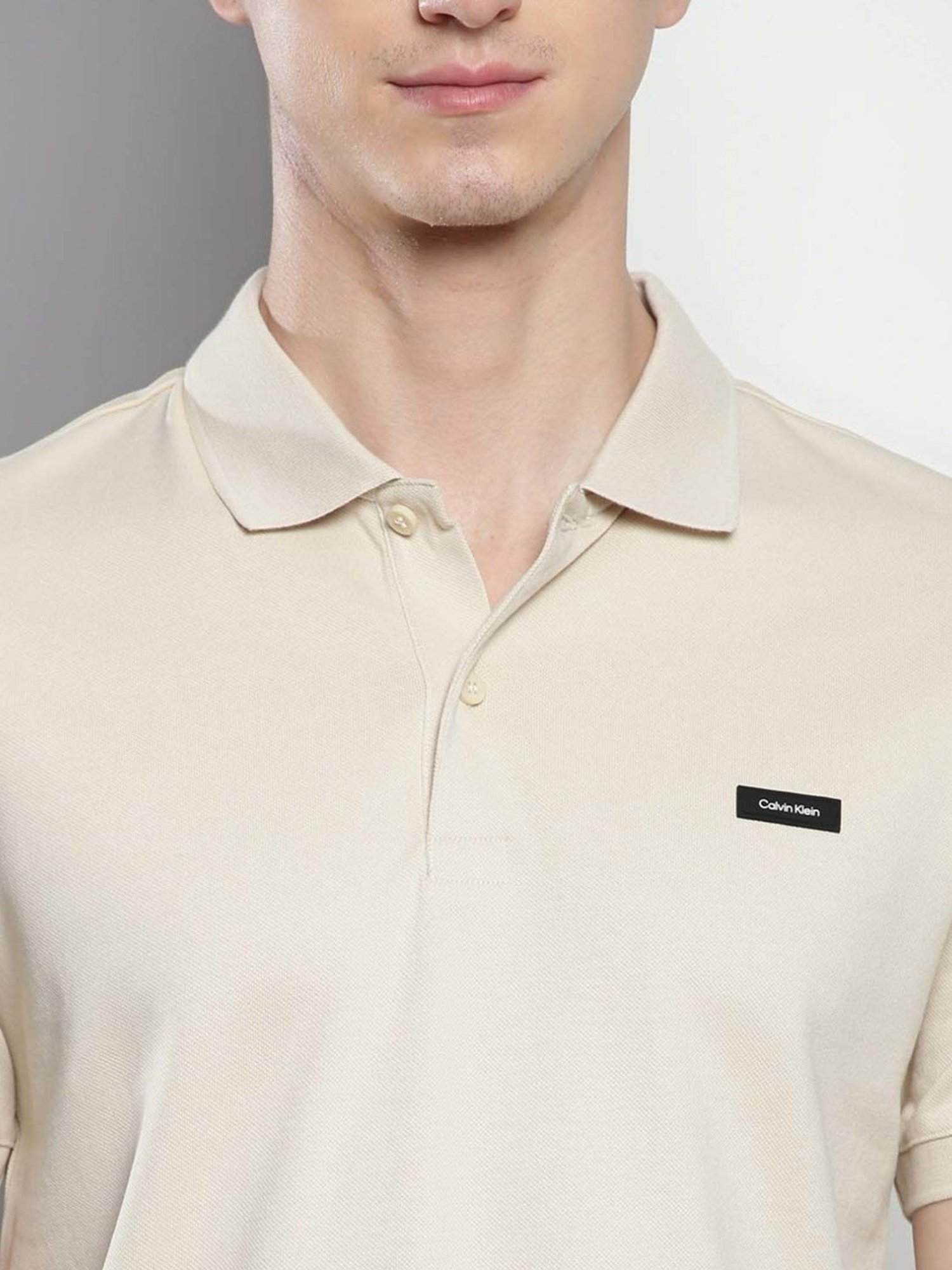 Calvin Klein Fog Cotton Slim Fit Polo T-Shirt