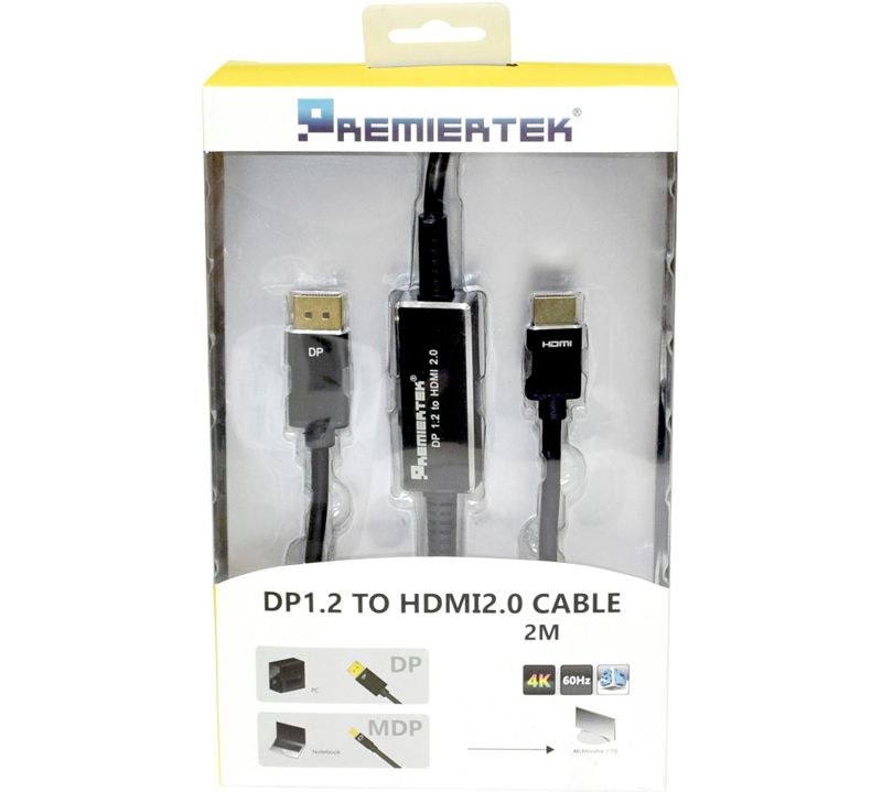 Premiertek DisplayPort DP 1.2a to HDMI 2.0 Converter Cable 4K2K 60Hz 6.56ft (2 Meter)