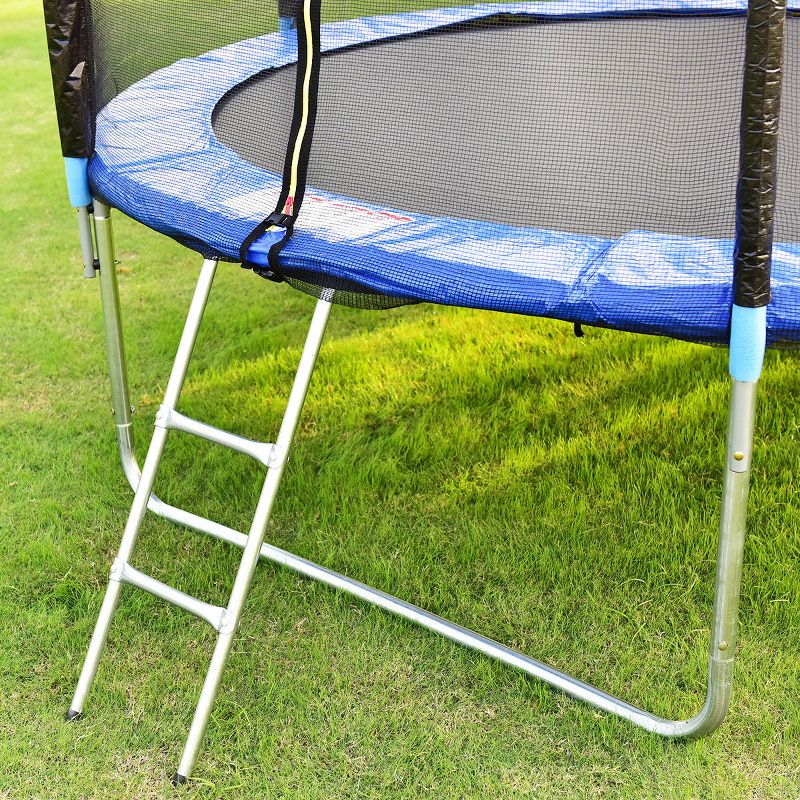 Costway 14 Ft Multicolored Trampoline Recreational Exercise w/ Safety Net Ladder