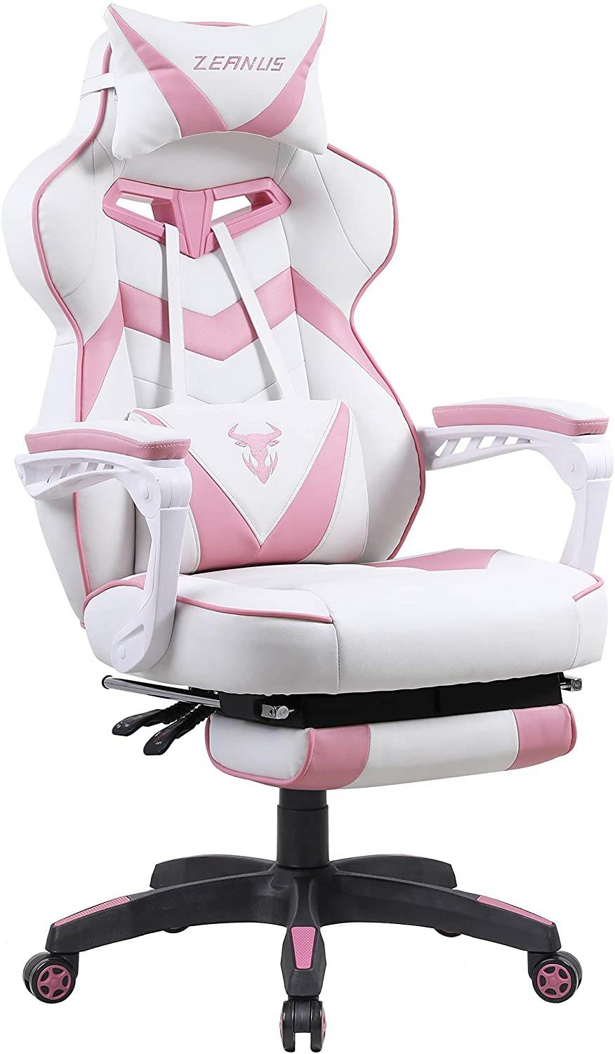 Zeanus Gaming Chair for Adults Green, Gaming Chair with Footrest, Massage Computer Gaming Chair, Reclining Gaming Desk Chair, Big and Tall Video Gaming Chair, Racing Style Chair, E-Sports Gamer Chair