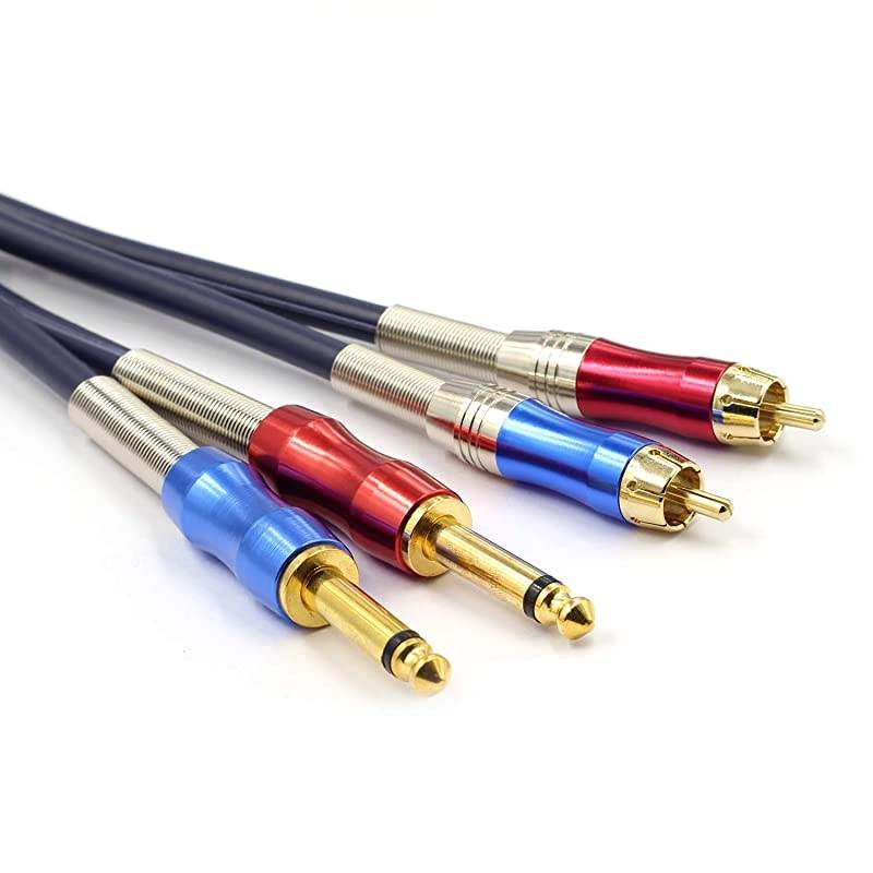 Dual 1/4 inch TS to Dual RCA Stereo Audio Interconnect Cable Patch Cable Cords -9.8 ft