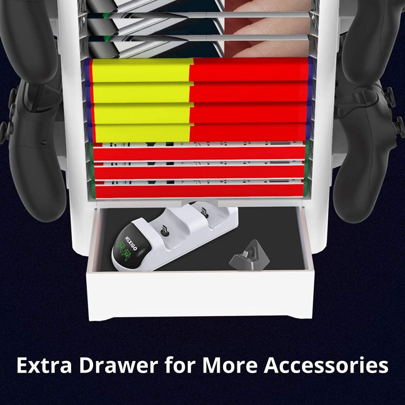 Ackmioxy Headset and Game Organizer (up to 10 Games) for PS5 PS4 Playstation/Xbox Series S & X/Switch Accessories, Headphones, Game Discs, Joy Cons, DualSense, Controllers, Black