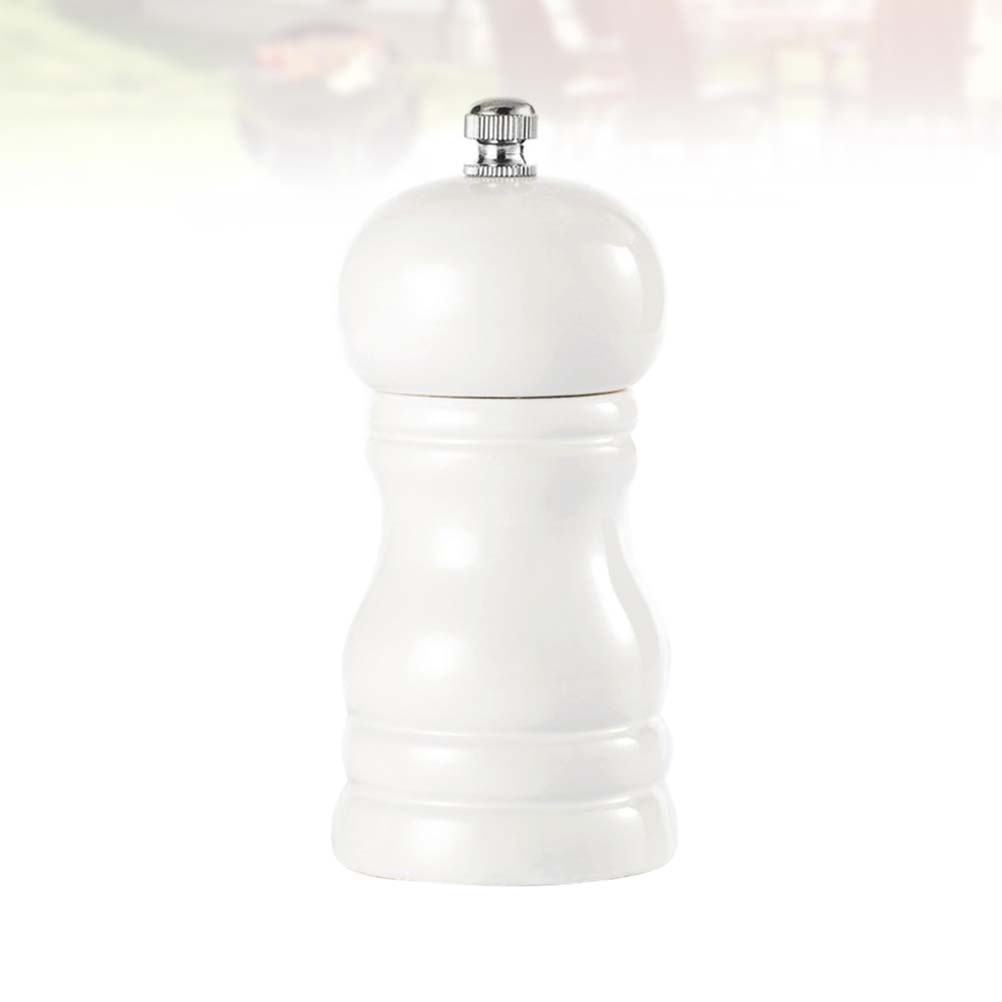 1pc Kitchen Manual Wooden Pepper Grinder Pepper Mill Salt Container Kitchen Gadget for Home (4 Inches White)