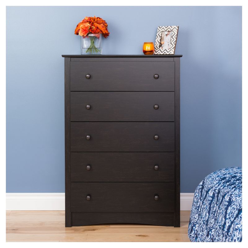 5 Drawers Riverdale Dresser Washed Black - Prepac