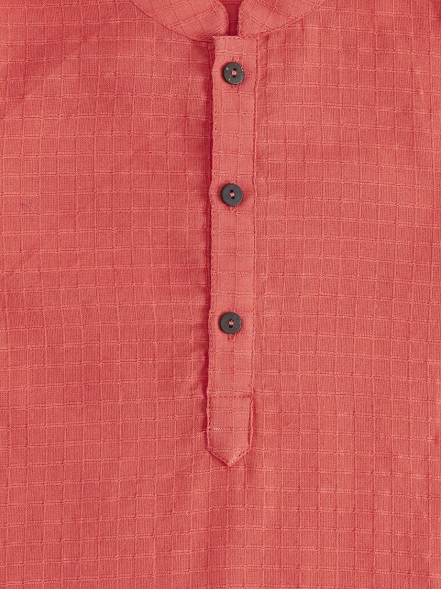 Indus Route by Pantaloons Kids Peach & White Cotton Textured Pattern Full Sleeves Kurta Set