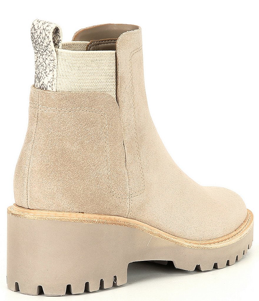 Dolce Vita Huey Suede Block Heel Lug Sole Chelsea Booties