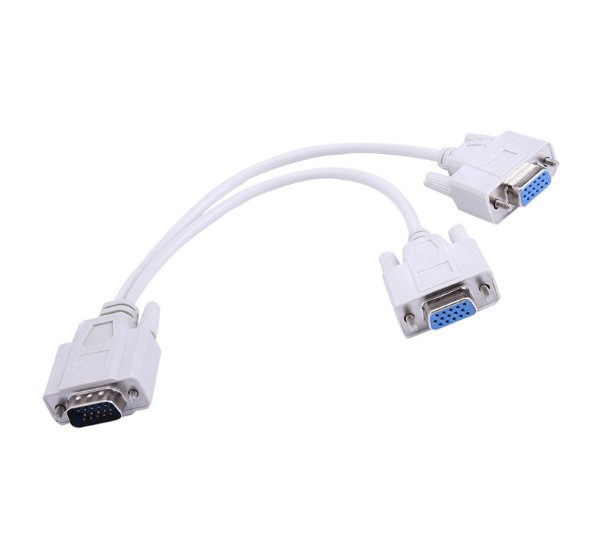 1 TO 2 VGA SVGA Monitor Y Cable 15 PIN-White