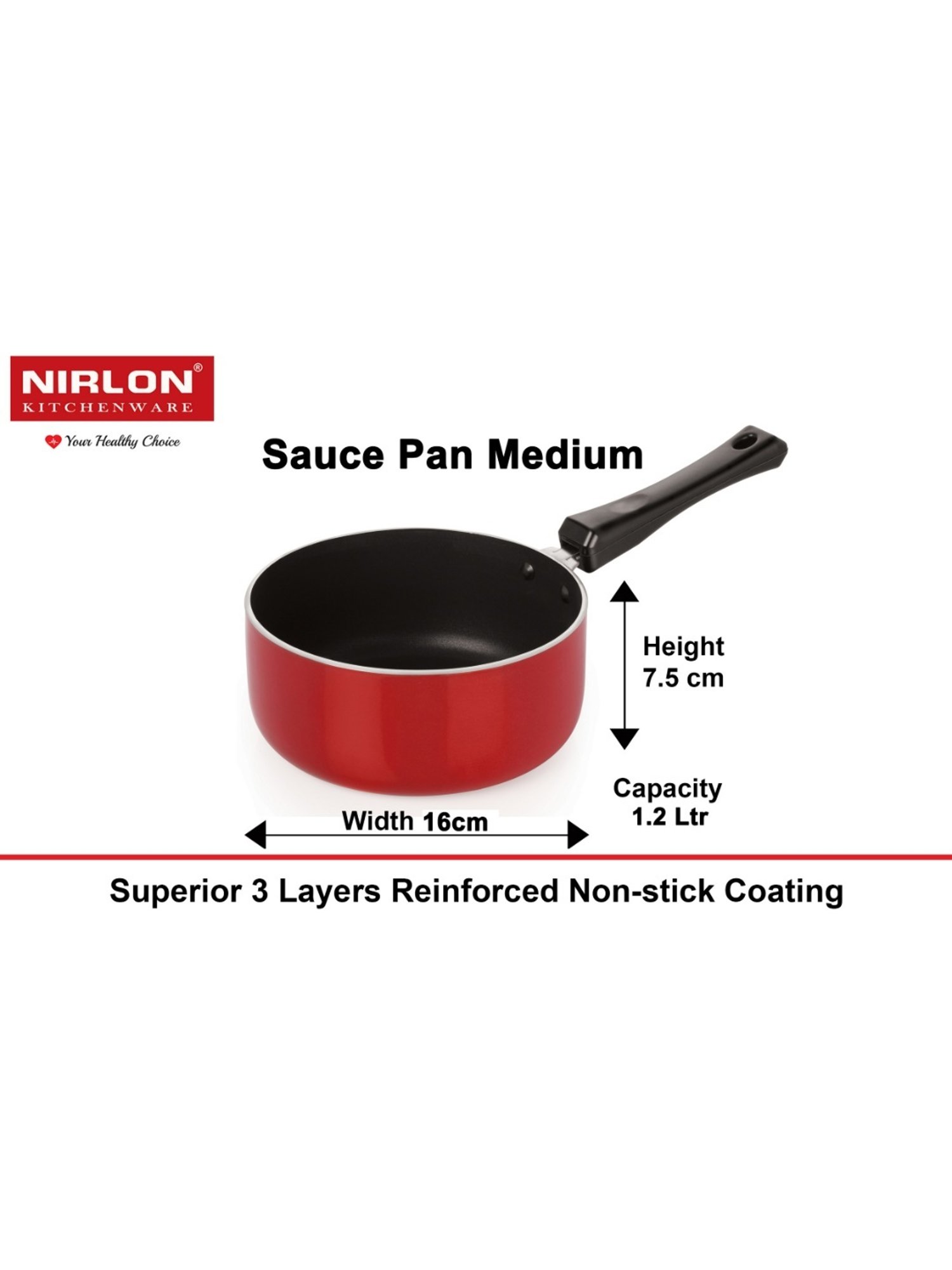 Nirlon Red Aluminium Non- Stick Cookware - Set of 4
