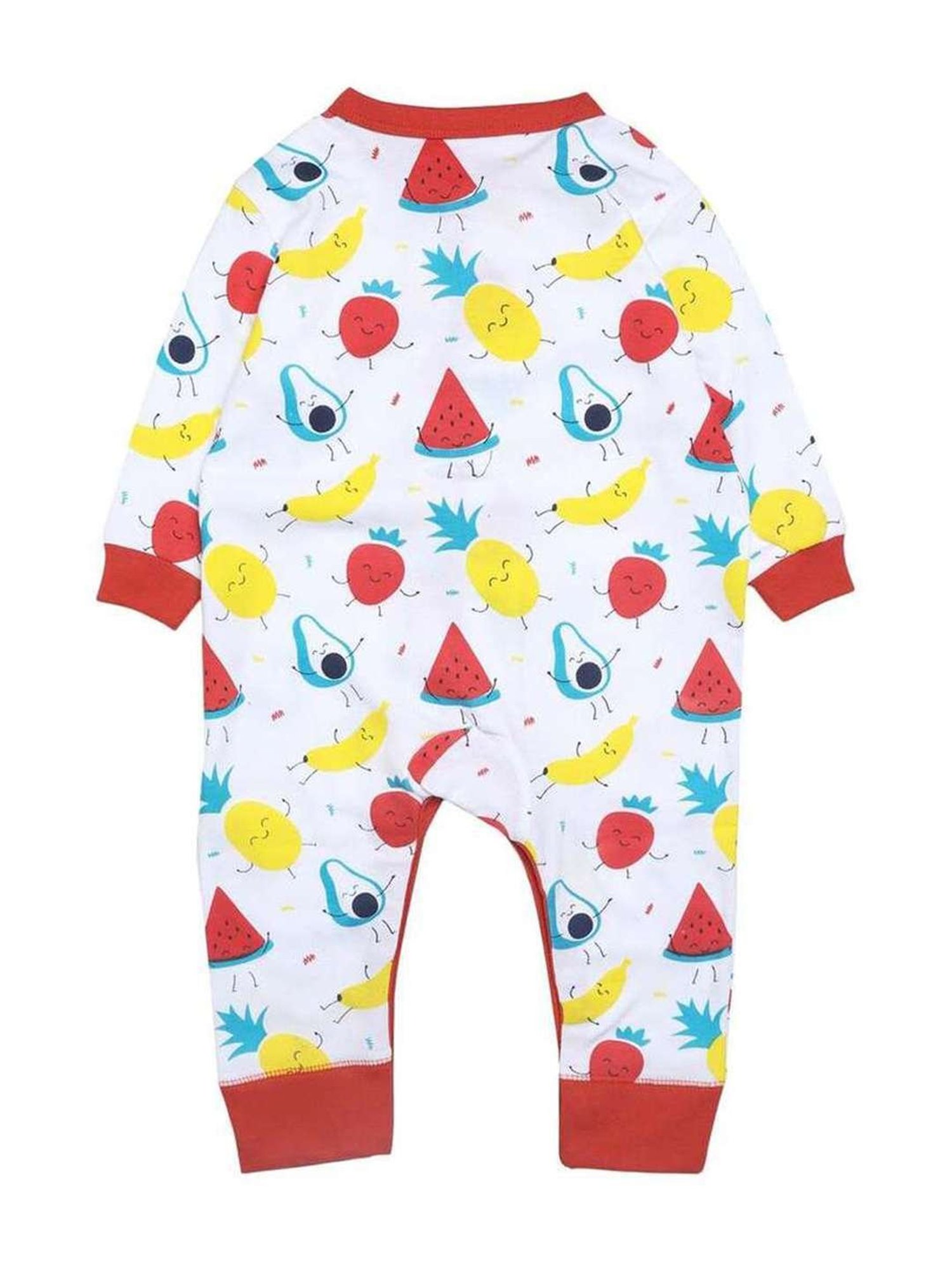 The Mom Store Kids Multicolor Cotton Printed Full Sleeves Romper