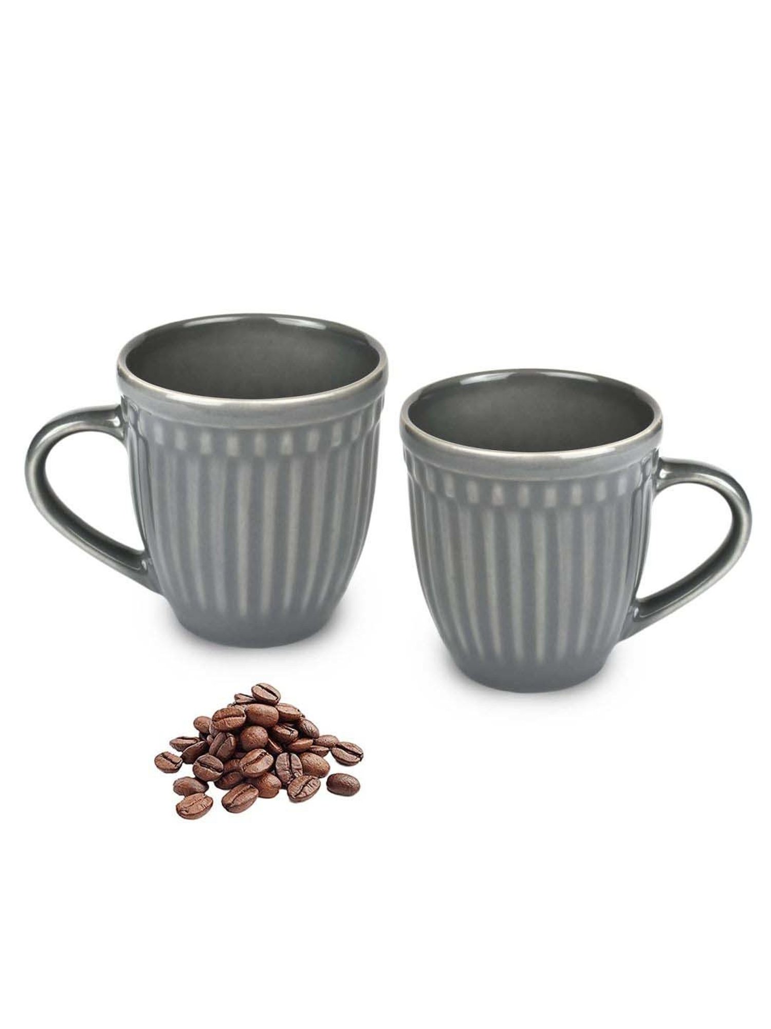 Urban Chef Grey Ceramic Handcrafted Microwave Safe Tea Cup - Set of 2
