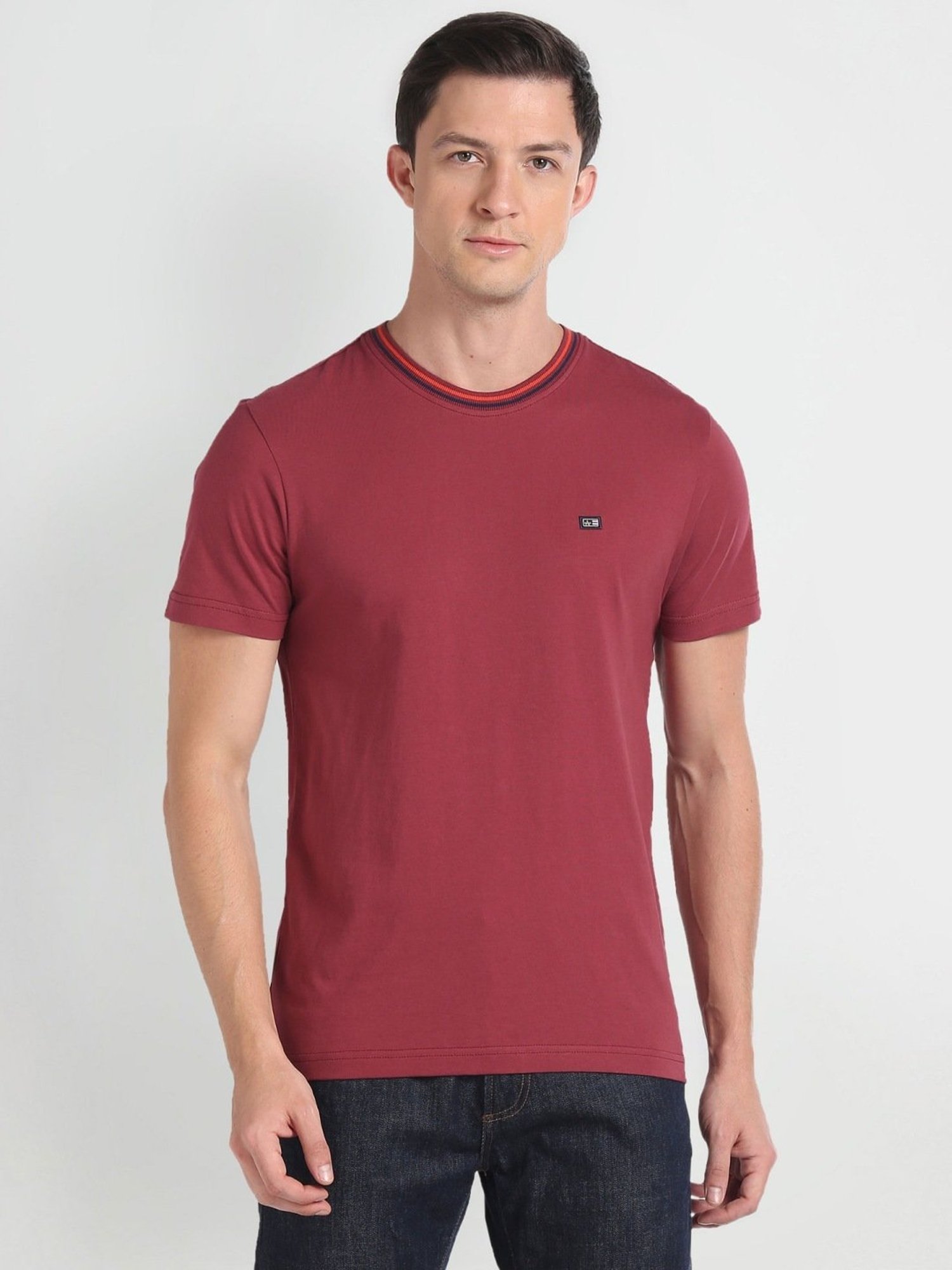 Arrow Sport Red Cotton Regular Fit T-Shirt