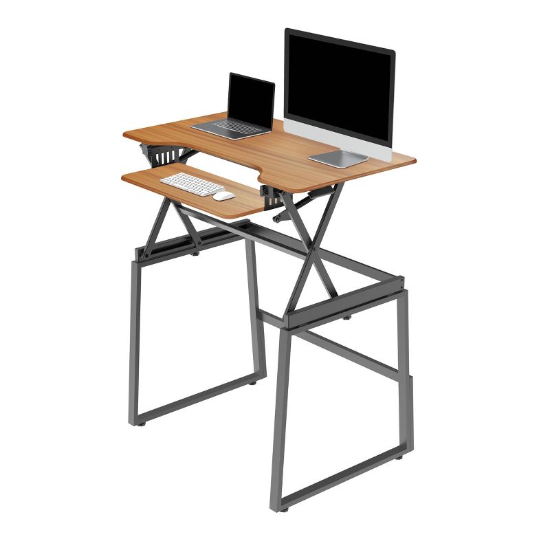 40" Large Adjustable Height Standing Desk Bundle Teak Wood Grain - Rocelco