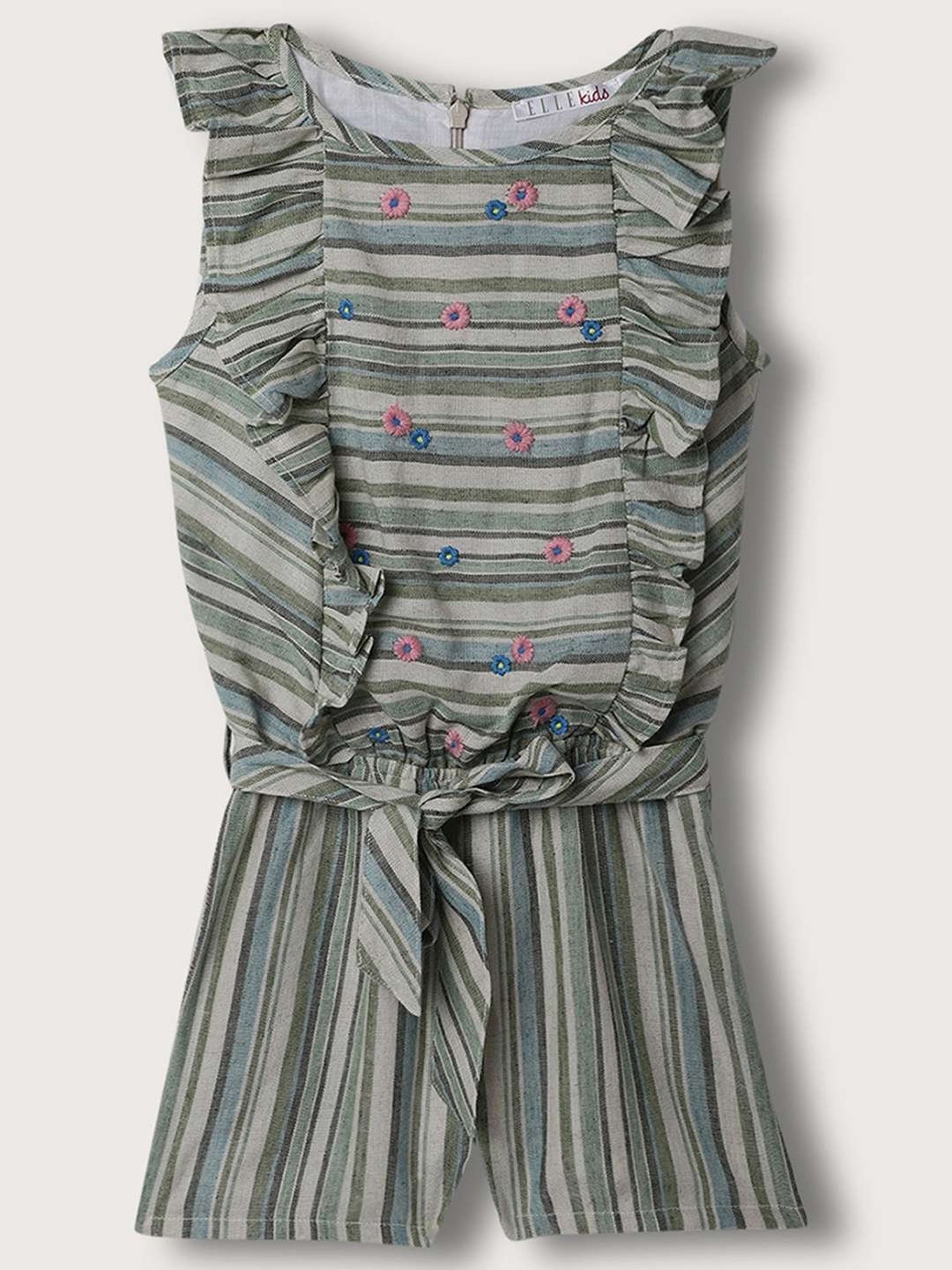 Elle Kids Multicolor Cotton Striped Jumpsuit