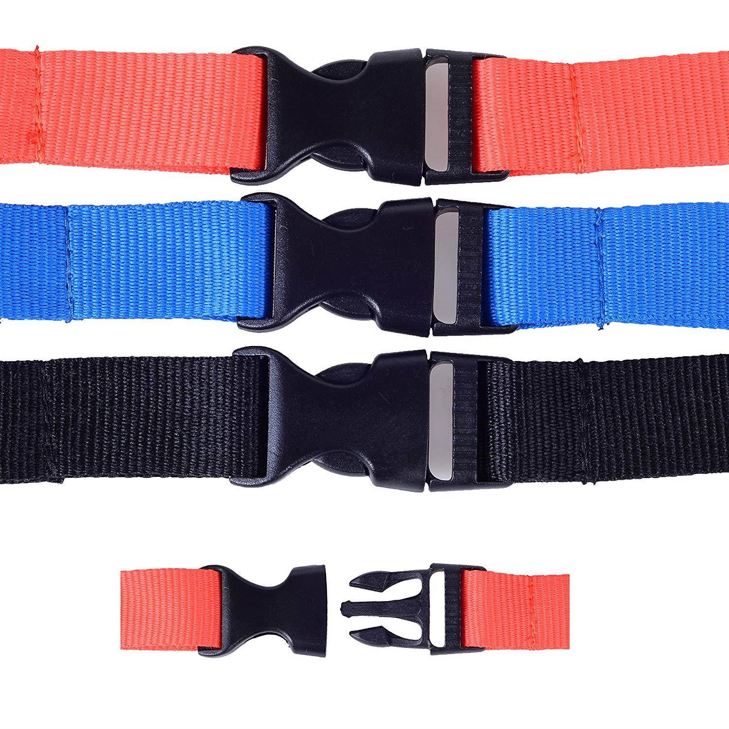 Office Lanyard, Wisdompro 3pcs 23" Premium Polyester Neck Strap Lanyard with Oval Clasp & Detachable Buckle for Phone, Camera, iPod, USB, Key, Keychain, ID Name Tag Badge Holder-Red/Black /Blue