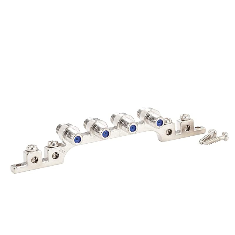 Coaxial Grounding Block, Quad/Four Port F-pin Female Coax Grounding Block 3GHz 4 Way Coupler Connector  for TV Antenna, DIRECTV, Satellite, Dish Network, RG6 Cable