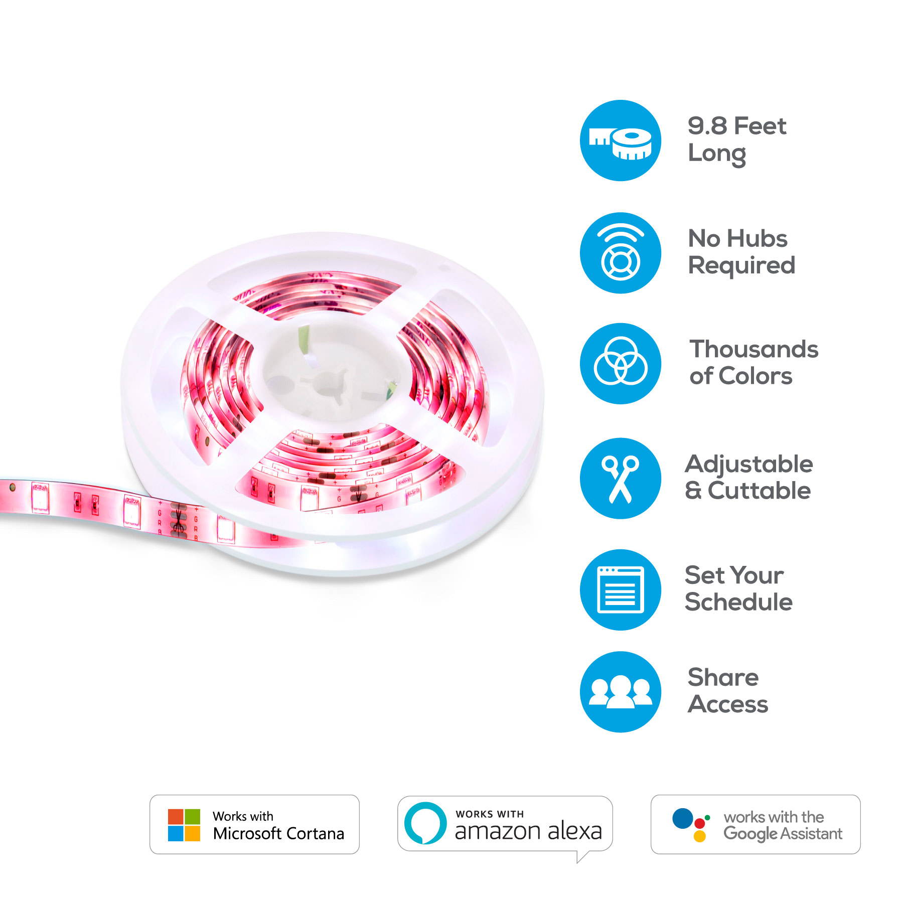 Geeni Prisma Plus Strip Smart Wi-Fi Led Light Strip Kit, New Updated Version with Brighter Colors and Tunable White Temperature, Compatible with Alexa, Multicolor