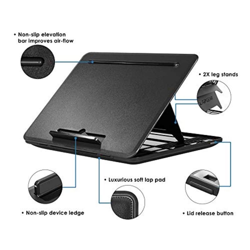 LapGear Commuter Laptop Stand - Padded Lap Desk with 20 Adjustable Angles - Black - Fits Up to 15.6 Inch Laptops and Most Tablets - Style No. 49108 (49108)